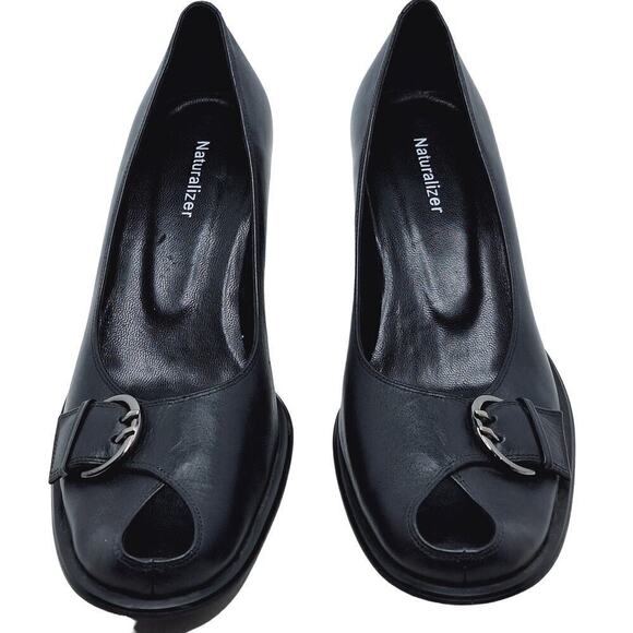 Black Peep Toe Heels - Picture 1 of 10
